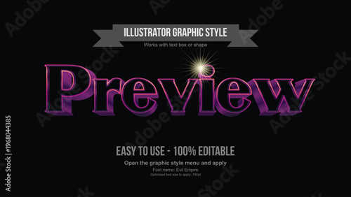 A preview of an illustrator graphic style with editable text and shapes