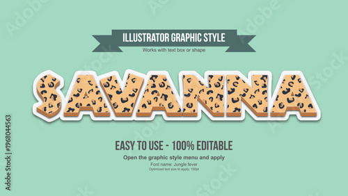 A graphic design element featuring the word Savanna in a leopard print font style for use in illustrator