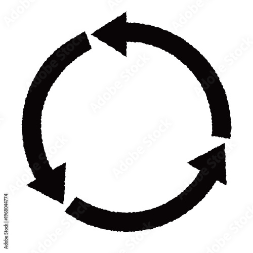 循環や継続のイメージを力強く表現した黒い手書き風のループ矢印