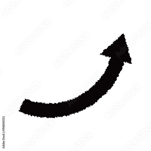 力強い黒のシルエットで描かれた右肩上がりの太い矢印イラスト