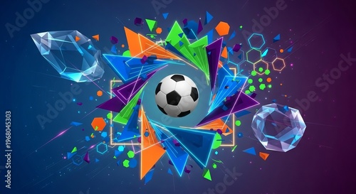 Vibrant Soccer Graphic, Colorful Sports Illustration, Dynamic Football Art, Abstract Game Background