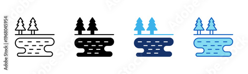 Lakeside icon set multiple style collection