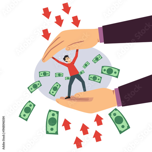 Big Hand Squeezing Man Money.