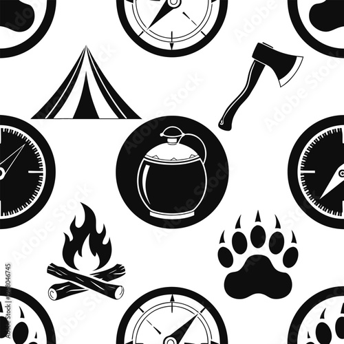 Seamless Abstract Geometric Sun Pattern, Minimalist Black and White Vector Background for Wellness Branding, Luxury Packaging, and Modern Textile Design