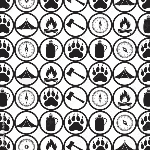 Seamless Abstract Geometric Sun Pattern, Minimalist Black and White Vector Background for Wellness Branding, Luxury Packaging, and Modern Textile Design