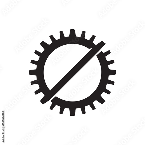 Black gear with a diagonal line symbolizing disabled settings or mechanical halt