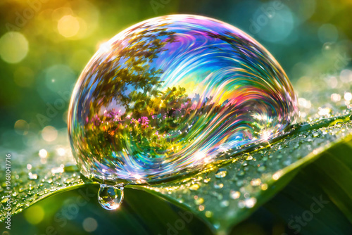 water drops on a green background