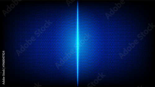 Binary code numbers 0 and 1 on blue background with bright light line, Cybersecurity and data concept