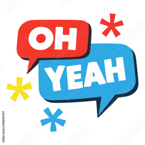 cartoon oh yeah text effect comic typography flat color vector illustration template design