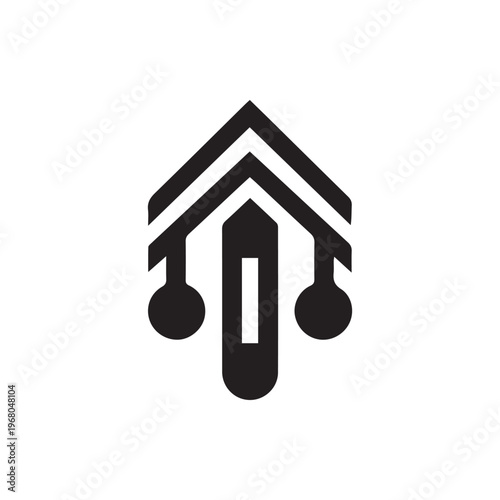 Modern Geometric Rank Icon with Audio Connections Embodying Leadership and Communication Technology