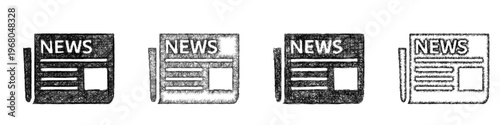 Sketch newspaper icon design set