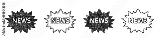 Sketch breaking news icon design set