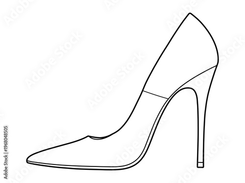 Women court shoes outline vector illustration, Hand drawn female shoe with high heel isolated on white background. Perfect design icon of court shoes