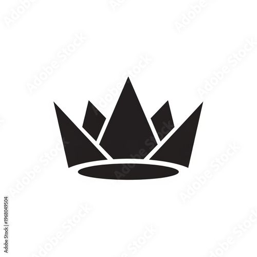 Stylized Black Crown Icon with Sharp Points and Circular Base.