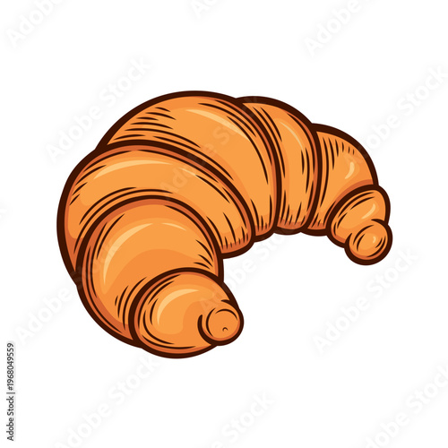 Croissant drawn in engraving style