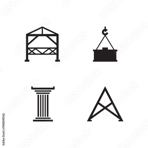 Photos Structural Engineering and Construction Elements Icon Set Including Trusses Cran
