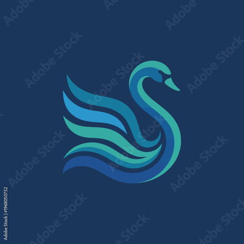 This image showcases a beautifully designed swan using graceful blue gradients, representing elegance, serenity, and artistic beauty inspired by nature's grace and calmness.