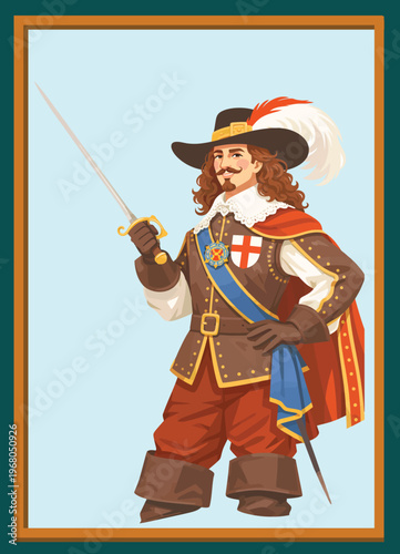 077-05-Musketeer showing elegant historical uniform 
