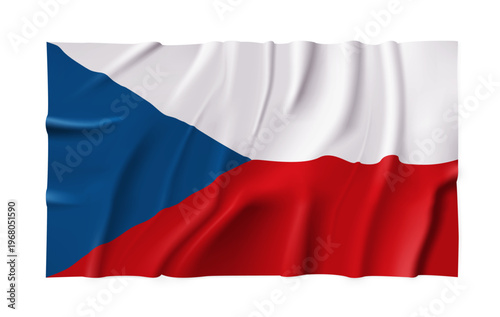 Szechia country flag isolated on a transparent background. Silk atlas detailed fabric flag. Vector PNG