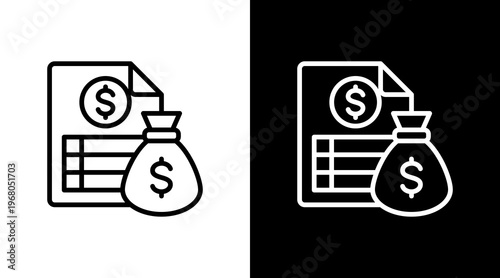 Budget Planning White Icon Set Design