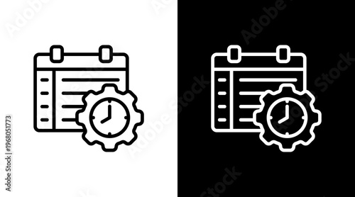 Work Schedule White Icon Set Design