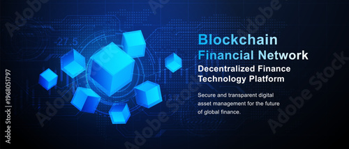 Blockchain Fintech Cube Network Technology Background