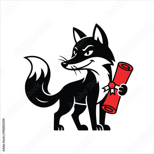 Black Fox Holding Diploma Certificate.