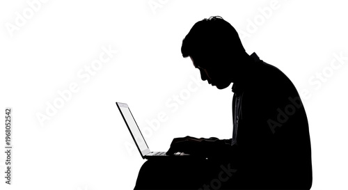 man working on laptop computer vector illustration