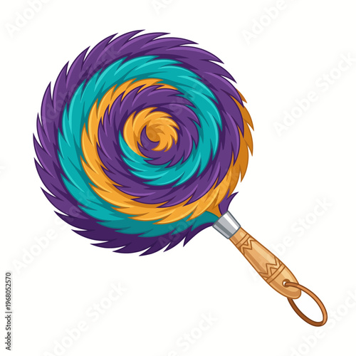 A vibrant and artistic depiction of a colorful swirl duster, representing cleanliness, creativity, and a fun approach to home cleaning and organization.