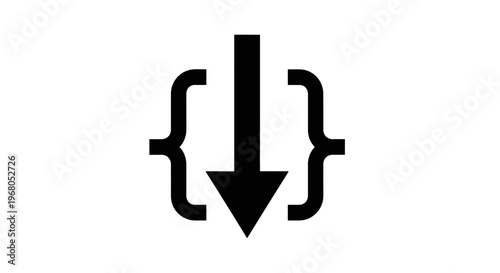 Code bracket with downward arrow vector illustration