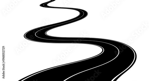 winding road vector illustration on white background, flat design