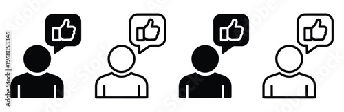 Testimonial icon set different style collection, feedback, rating, and review symbols in diverse flat and outline styles, modern vector illustration for digital platforms, websites, apps, and user 