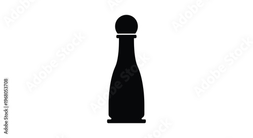 A stark black silhouette depicts a chess pawn isolated on a plain white background high quality