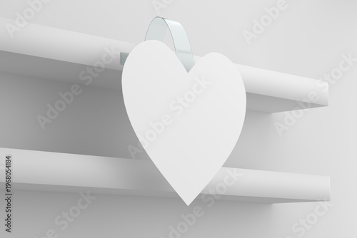 Blank Heart Shaped Wobbler Mockup White and Empty - 3D Illustration