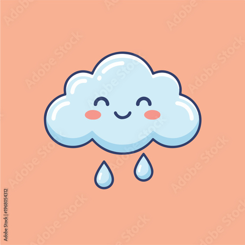 Smiling Cloud With Rain Drops.