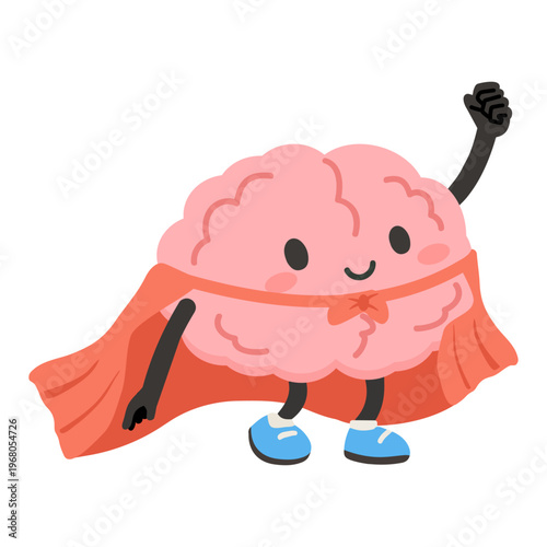 Superhero brain character showing power and success