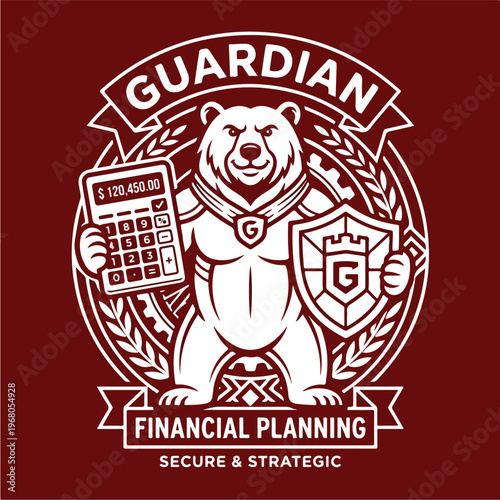 Bear Holding Calculator Shield Logo.