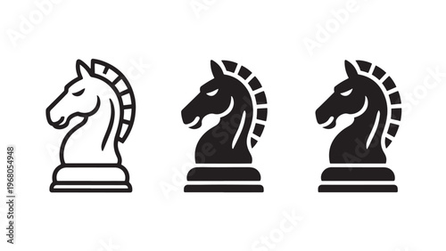 Chess knight icons in black and white