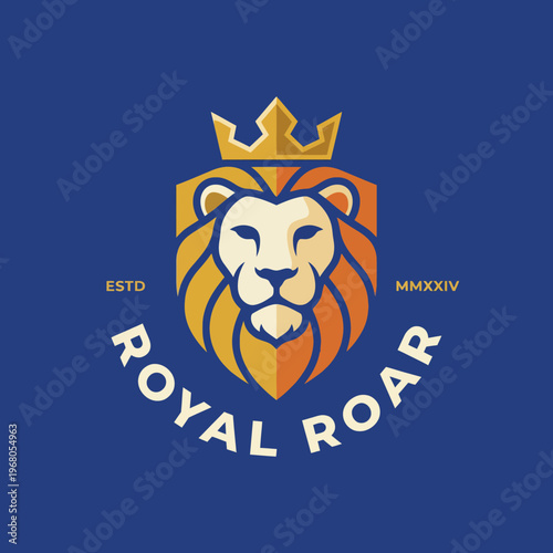 A regal lion logo featuring a crown, representing strength, courage, and nobility, ideal for brands in security, luxury, or those that seek a powerful identity.