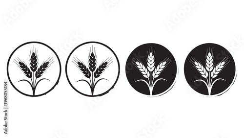 Wheat stalk icons in circular designs