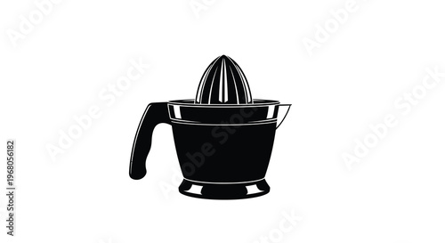 A black and white illustration depicts a classic citrus juicer with a conical reamer high quality