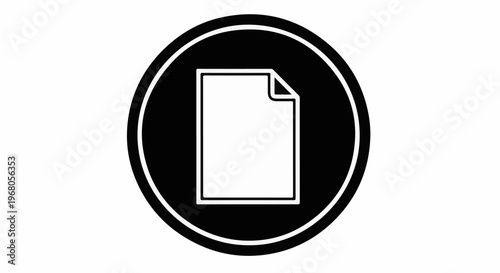 Simple icon of a document page with a turned corner, enclosed in a black circle