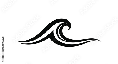 Abstract vector art design featuring a tribal tattoo style background pattern with a bird silhouette, decorative swirls, and water wave shapes for a unique logo or symbol illustration