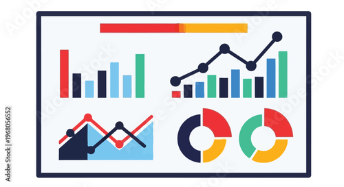 Data analytics dashboard displaying various charts and graphs for business insights