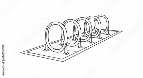 Row of metal loops for parking multiple bicycles