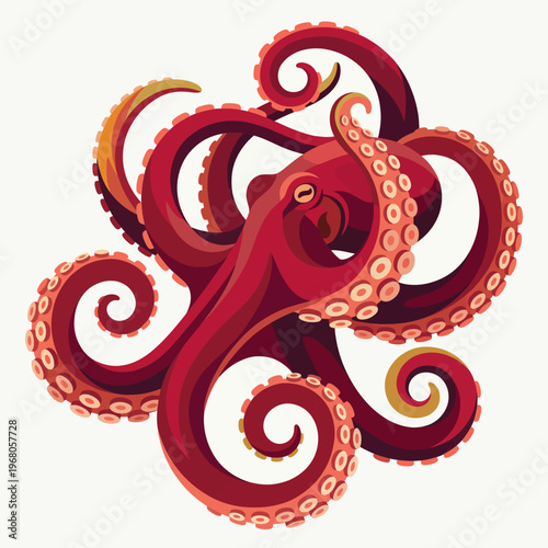 This vibrant octopus illustration captivates with its spiraling tentacles, showcasing a stunning blend of colors that symbolizes creativity and adaptability found in nature.