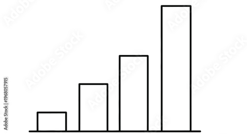Simple bar graph illustration with four increasing rectangular columns on white background