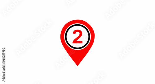 Red location marker with a black circle and the number 2 inside