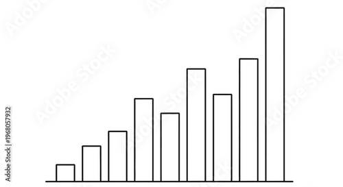 Simple bar graph illustration with increasing height bars on a white background