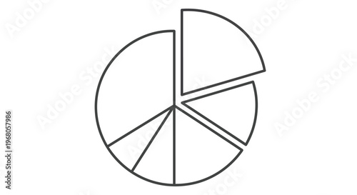 Simple black and white pie chart with five unevenly sized segments